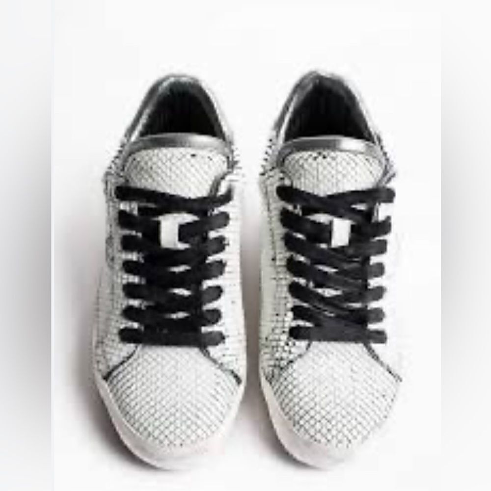 Zadig & Voltaire Neo Keith womens sneakers white leather faux snakeskin 40/8.5-9